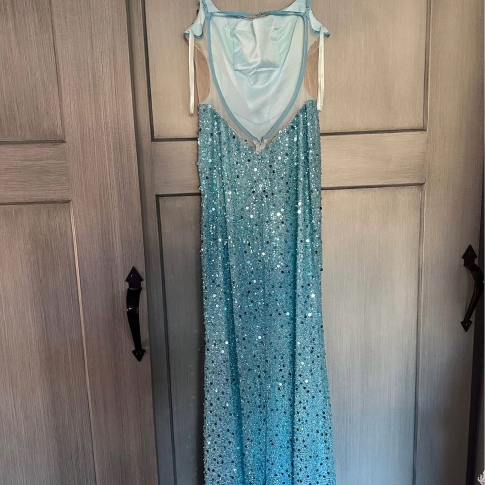 LaDivine by Cinderella Devine Elegant Light Blue Sequin Prom Homecoming Dress 2 - Picture 2 of 8